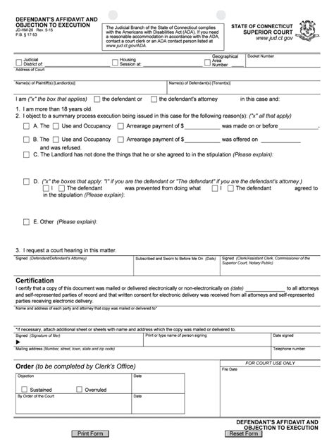 Connecticut Objection To Motion Form Fill Online Printable Fill Out