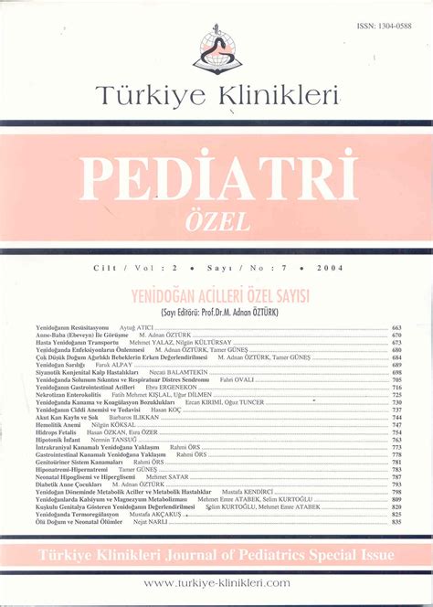 T Rkiye Klinikleri Pediatri Zel Dergisi Yay N Ar Ivi Dergiler