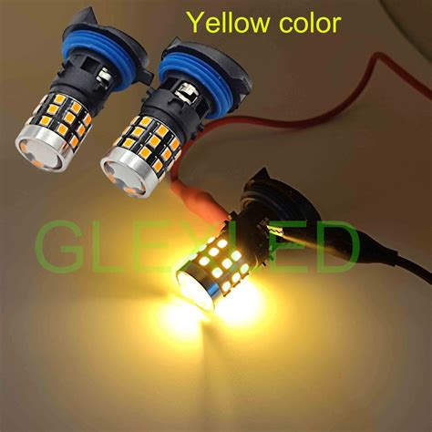 2Pcs White Yellow No Error HP24W G4 LED Bulbs For Citroen C5 Daytime