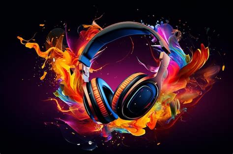 Premium Ai Image Vibrant Music Background With Headphones