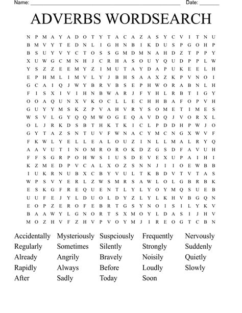 Adverbs Wordsearch Wordmint