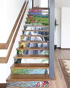 Amazon Flfk Waterfall Stair Stickers Set Of Peel And Stick