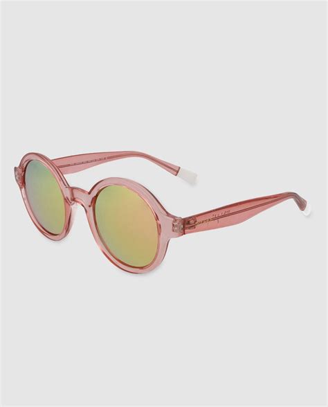 Gafas De Sol De Mujer Redondas De Pasta En Rosa Con Lentes Espejadas