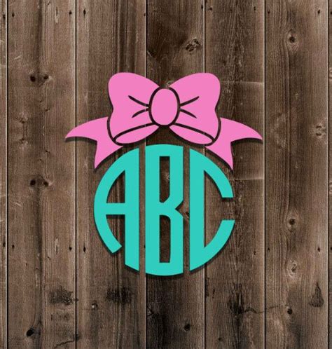 Bow Monogram Decal Circle Font Car Decal Custom Made Cheer Bow Decal