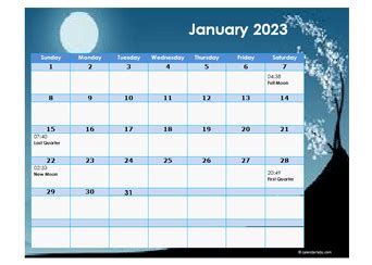 2023 Printable Moon Phases Calendar – Lunar Calendar for different time ...