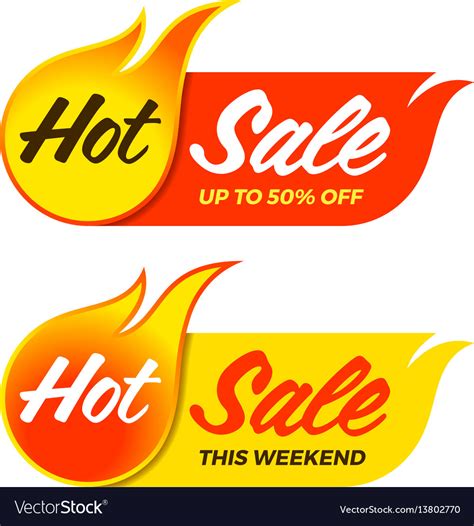 Hot Sale Flaming Labels Stickers Banners Vector Image