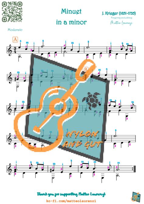 Johann Krieger Minuet In A Minor Only Sheet Music Pdf Matteo Laurenzi S Ko Fi Shop Ko