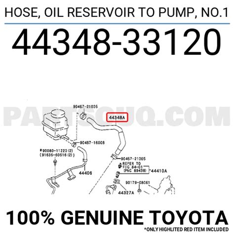 HOSE OIL RESERVOIR TO PUMP NO 1 4434833120 Toyota Parts PartSouq