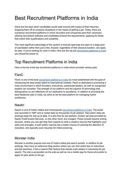 PPT Best Recruitment Platforms In India FlexC PowerPoint