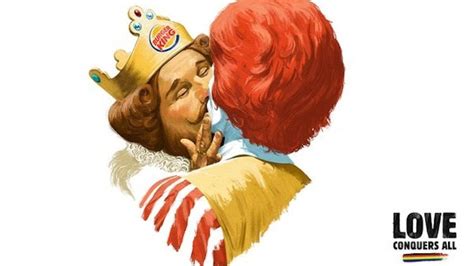 Burger King Mascot And Ronald Mcdonald Kiss For Love Conquers All Ad • Hollywood Unlocked