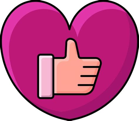 Isolated Thumb Up Heart Icon In Pink Color Vector Art At Vecteezy