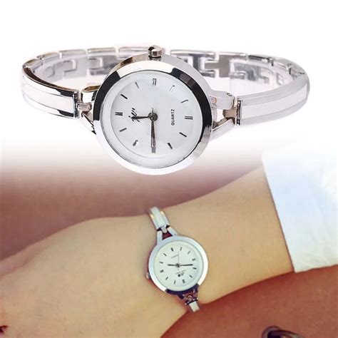 Elegant Beautiful Female Bracelet Silver Watch Stainless Steel Analog