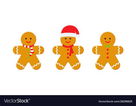 Gingerbread Man Christmas Icon In Flat Design Vector Image