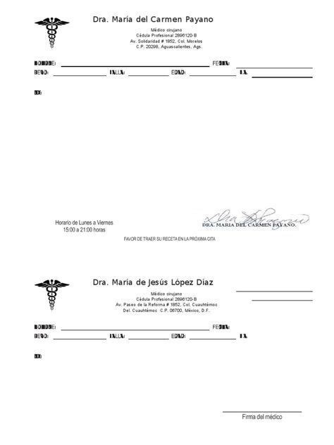 Formato De Receta Medica Para Imprimir Pdf Artofit