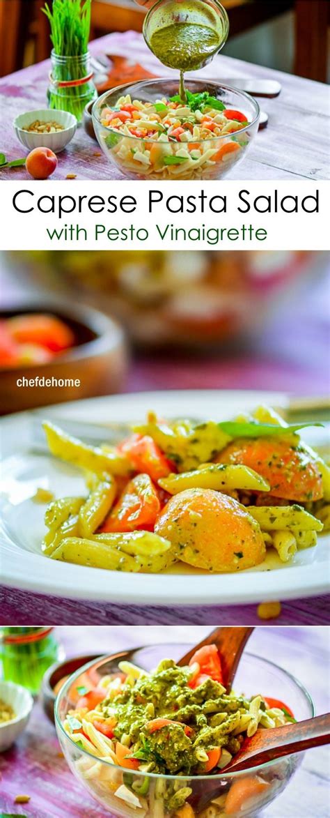 Mezze Penne Caprese Pasta Salad with Pesto Vinaigrette Recipe | ChefDeHome.com