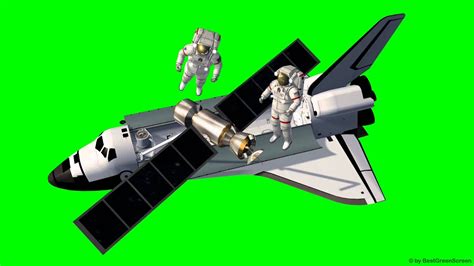 Space Shuttle Astronauts Work At A Satelite Green Screen Free Use