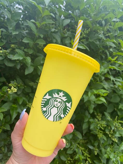 Gobelets Froids Jaunes Starbucks Changeant De Couleur Etsy