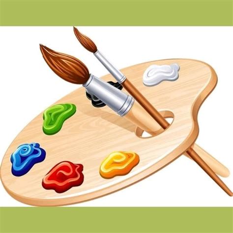 Wooden Art Palette With Paints And Brush Vector Image On Vectorstock