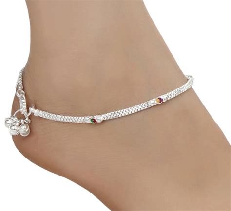 Silver Plated Indian Traditional Ethnic Fancy Anklets Aanyacentric