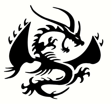 Malicious black-ink dreamy dragon silhouette tattoo design ...