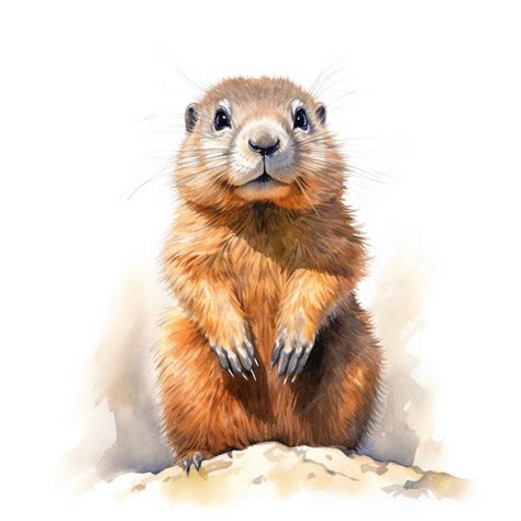 Premium Ai Image There Is A Watercolor Painting Of A Groundhog