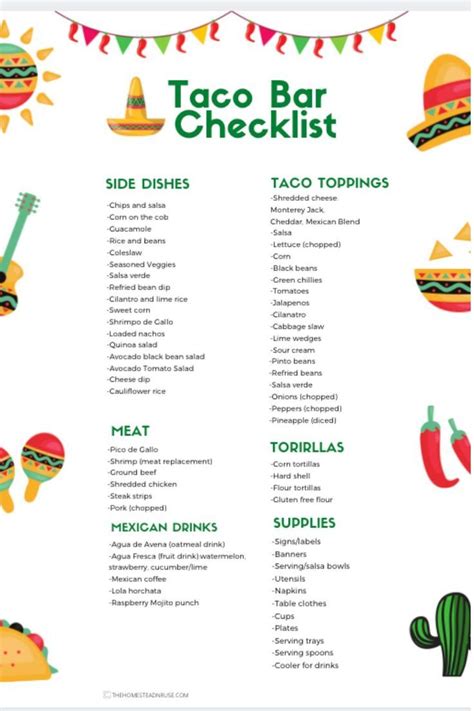 Printable Taco Bar Checklist