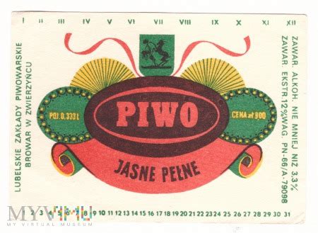 Zwierzyniec PIWO JASNE PEŁNE w Etykiety piwne monety banknoty w