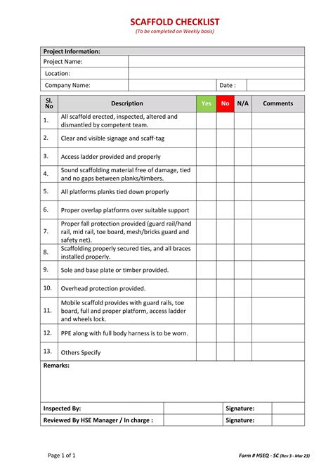 Scaffold Checklist Form Hseq Sc Rev Docx