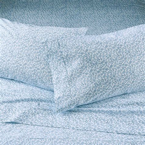 Better Homes And Gardens Cool And Crisp 4 Piece 300 Thread Count Blue Water Botanical Cotton Percale