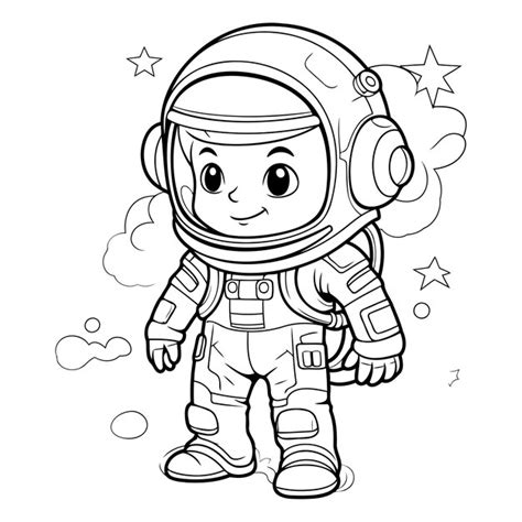 Libro para colorear para niños astronauta en traje espacial Vector