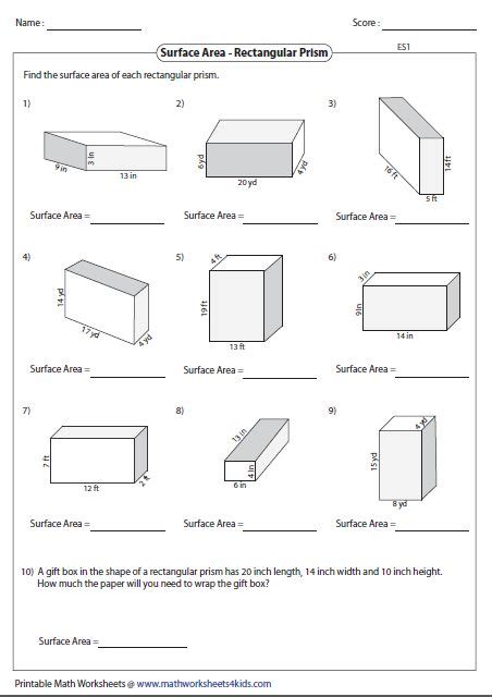 Area Perimeter Volume Worksheets Grade 5