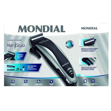 Cortador De Cabelo Mondial Hair St Cr Preto Prata V