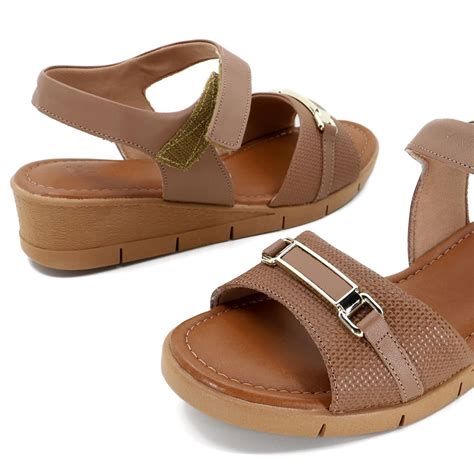 Sand Lia Usaflex Plataforma Couro Mini Tress Feminino Marrom