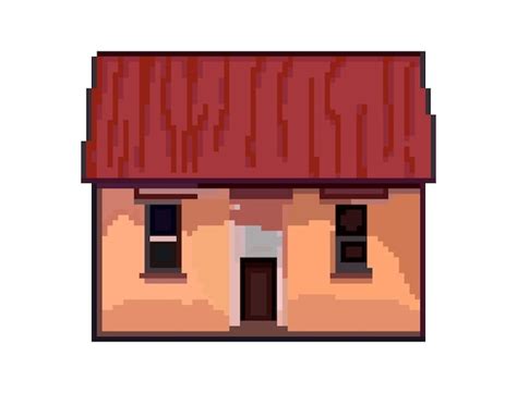 Pixel Art De Una Casa Con Techo Rojo Vector Premium