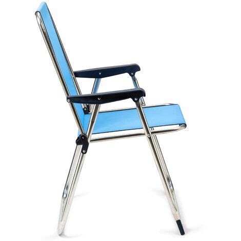 Chaise De Plage Pliante Solenny Avec Dossier Haut Bleu 55x53x89 Cm