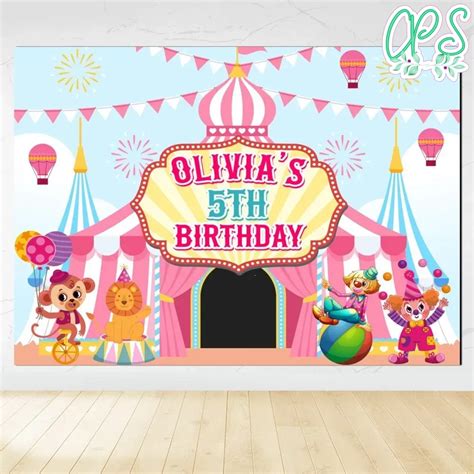 Pink Carnival Birthday Backdrop Digital File Template Custompartyshirts