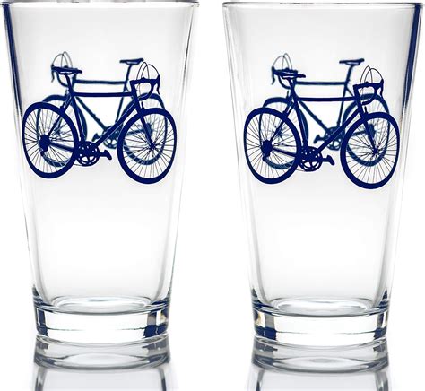 Greenline Goods Bicycle Beer Glasses Set Of 2 16 Oz