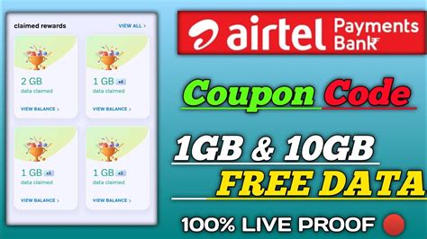 Airtel Free Data Claim Airtel Coupon Code Airtel 2 Gb And 10 Gb Free Data Claim Live