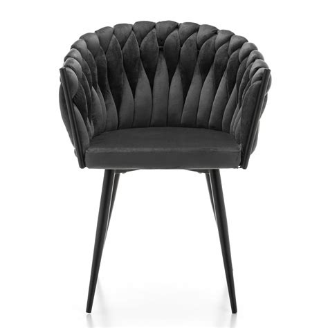 Krzes O Tapicerowane Welurowe Do Salonu Jadalni Plecione Nowoczesne Glamour Latina Szara