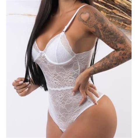 Body Feminino Renda Sensual Decote Sem Bojo Lingerie Sexy Shopee Brasil