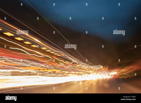 Abstract Car Light Trails Overlay Stock Photo Alamy