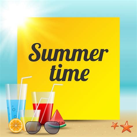 Premium Vector Summer Time Colorful Vector Illustration