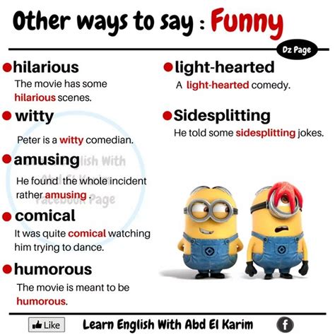 Synonym Words Funny Materials For Learning English