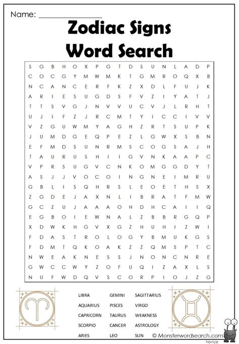 Zodiac Signs Word Search Fun And Free Printable