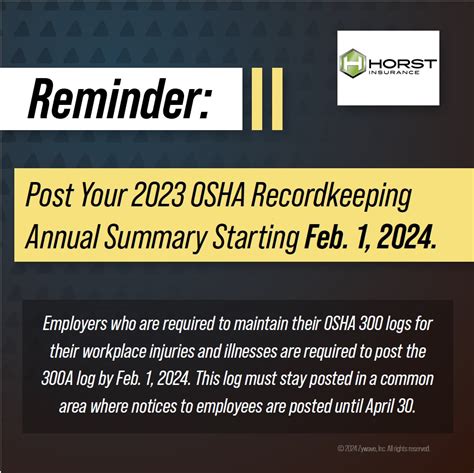 OSHA Reminder To Post Form 300A Starting Feb 1 2024 Horst Insurance