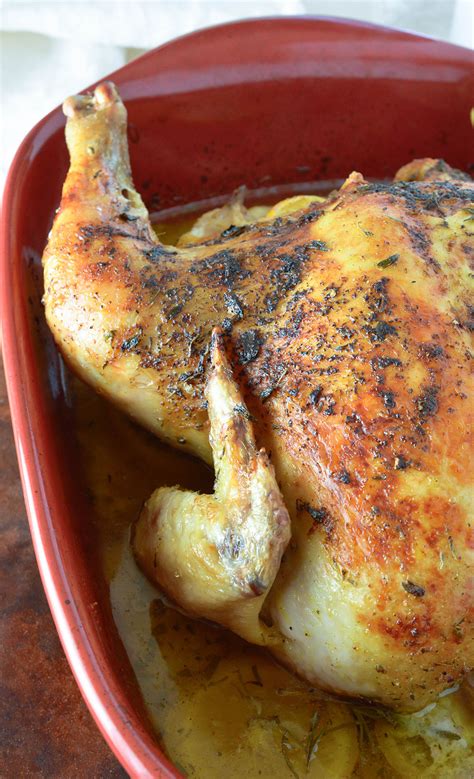 Oven Roasted Chicken Recipe with Lemon & Rosemary