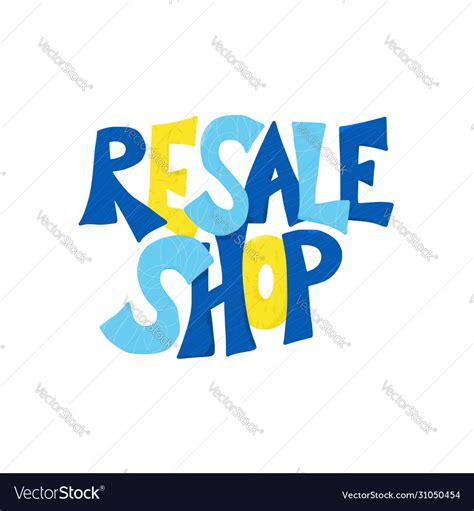 Resale Shop Hand Drawn Text Emblem Royalty Free Vector Image