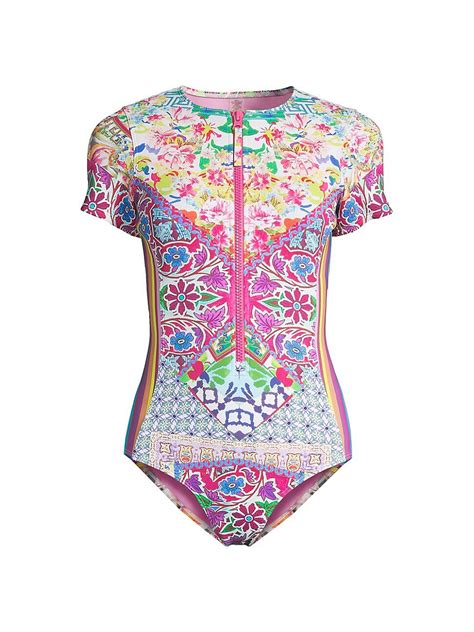 Johnny Was Womens Locita Zip One Piece Swimsuit Editorialist