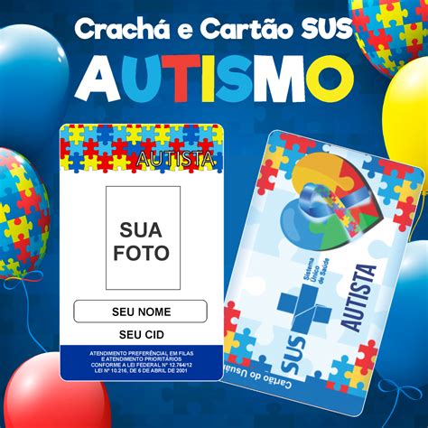 Crach Ou Cart O Sus Do Autista Pvc Personalizado Shopee Brasil