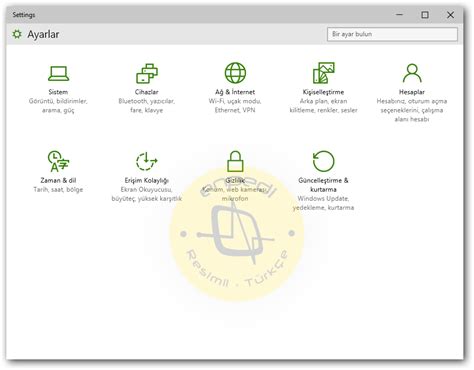 Windows 10 da Ayarlar Uygulamasını Açmak Windows 10